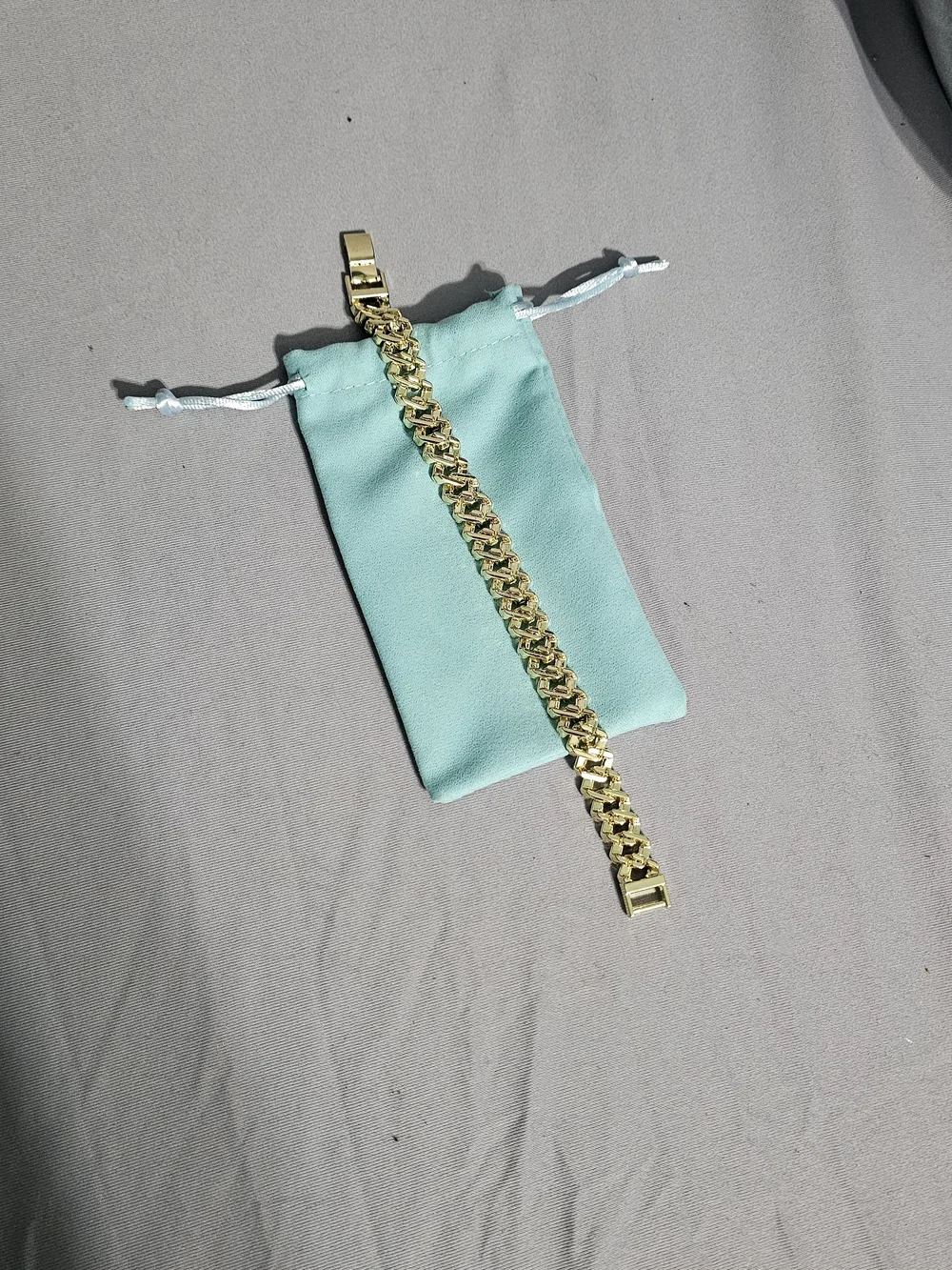 Stainless Steel, Gold Plated, 8in Mens Bracelet Iced Out.
